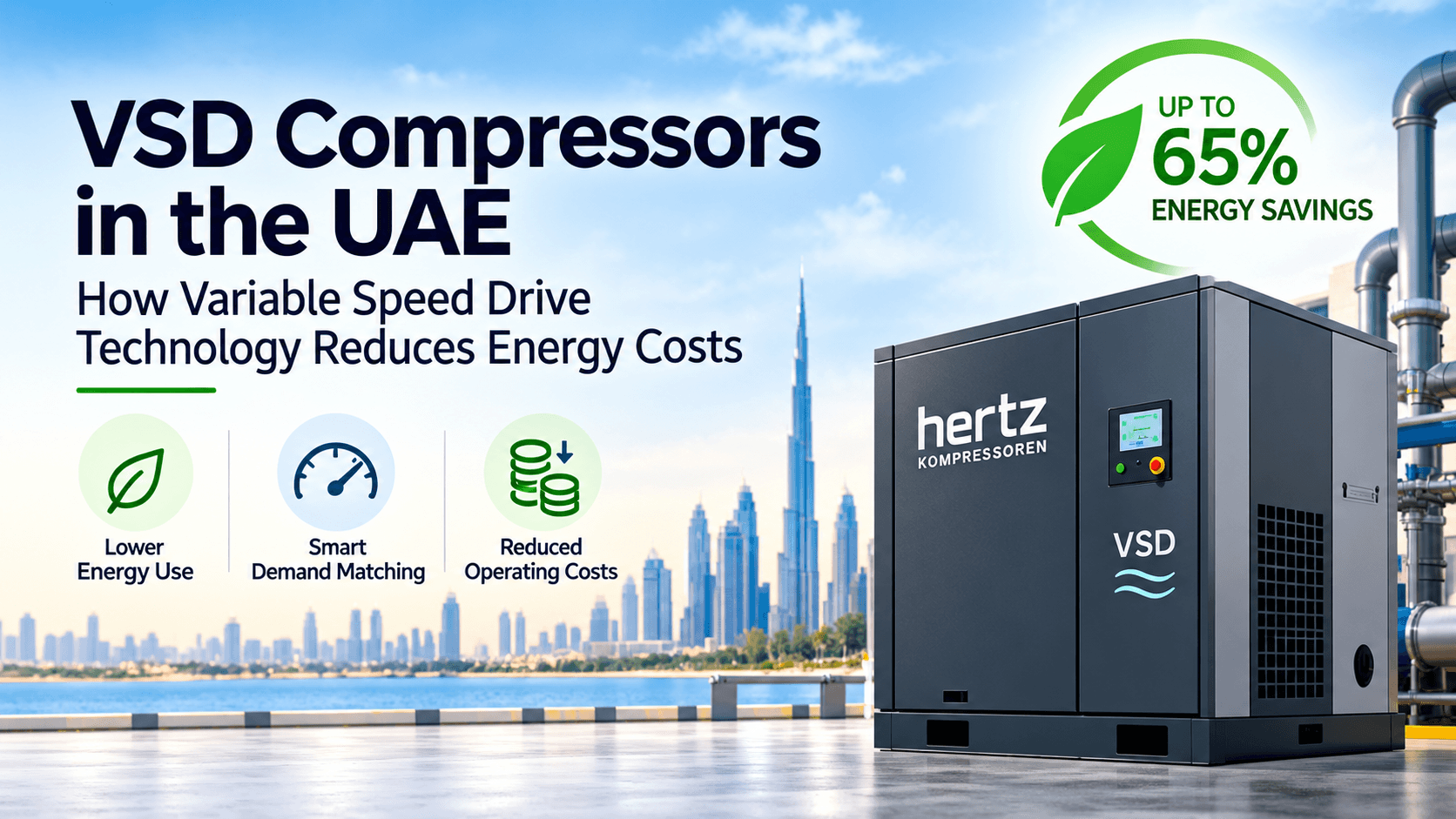 VSD Compressors in the UAE: How Variable Speed Drive Technology Reduces Energy Costs